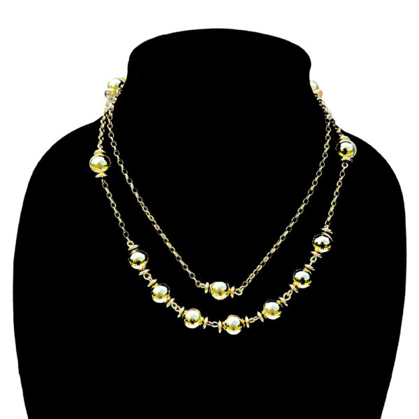 Golden Harmony - Double-Strand Necklace with Gold Pearls