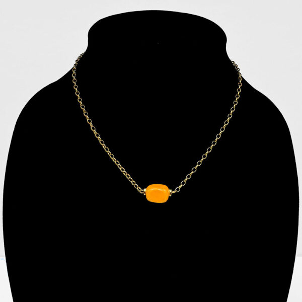 Golden Sunset - Gold Necklace with Orange Stone